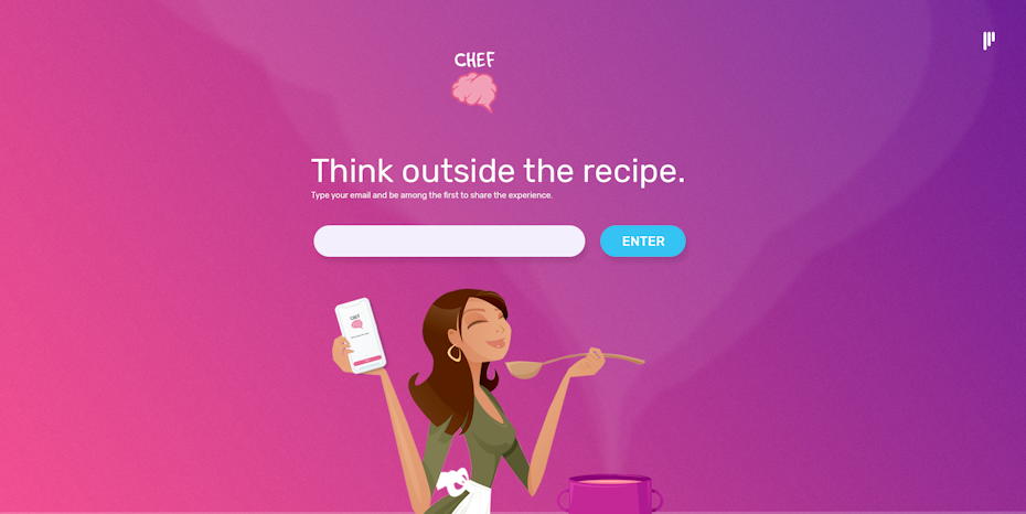 Branding trends 2020 example: ChefBrain app landing page