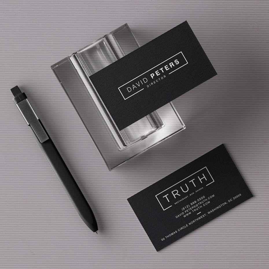 minimal black and white business card design