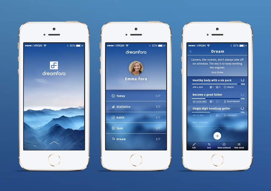 classic blue app design