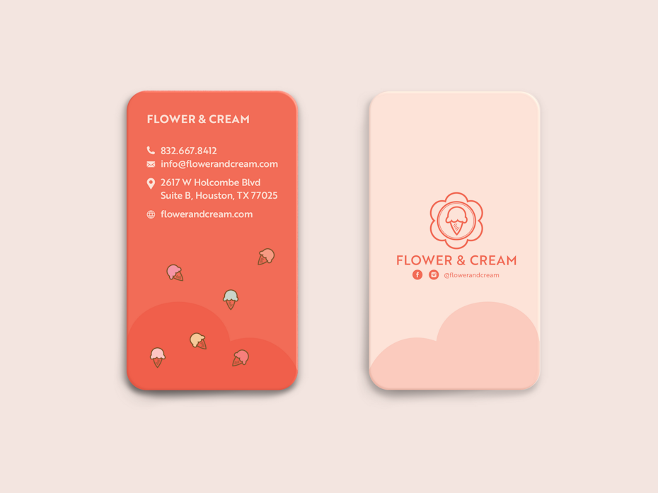 flower and ice cream shop business card