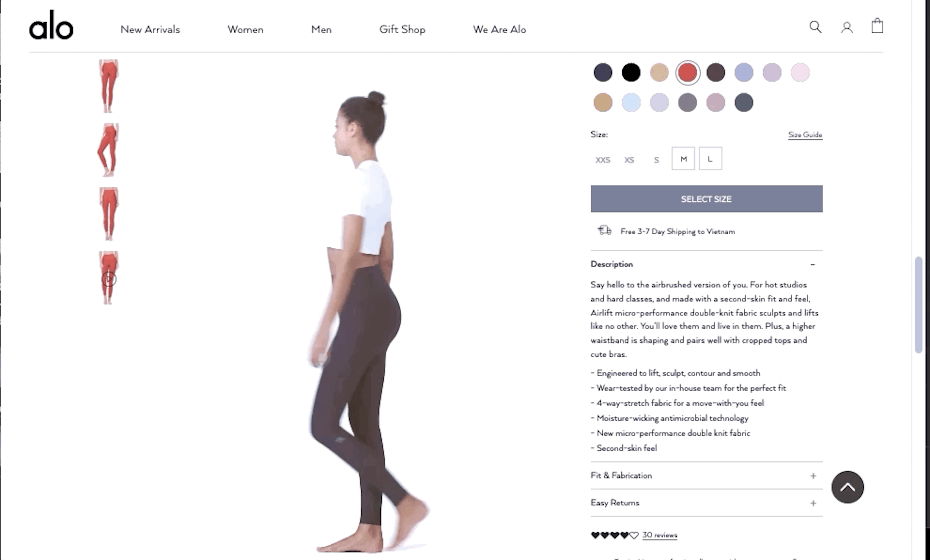 Example of ecommerce design trend using motion design in product photos