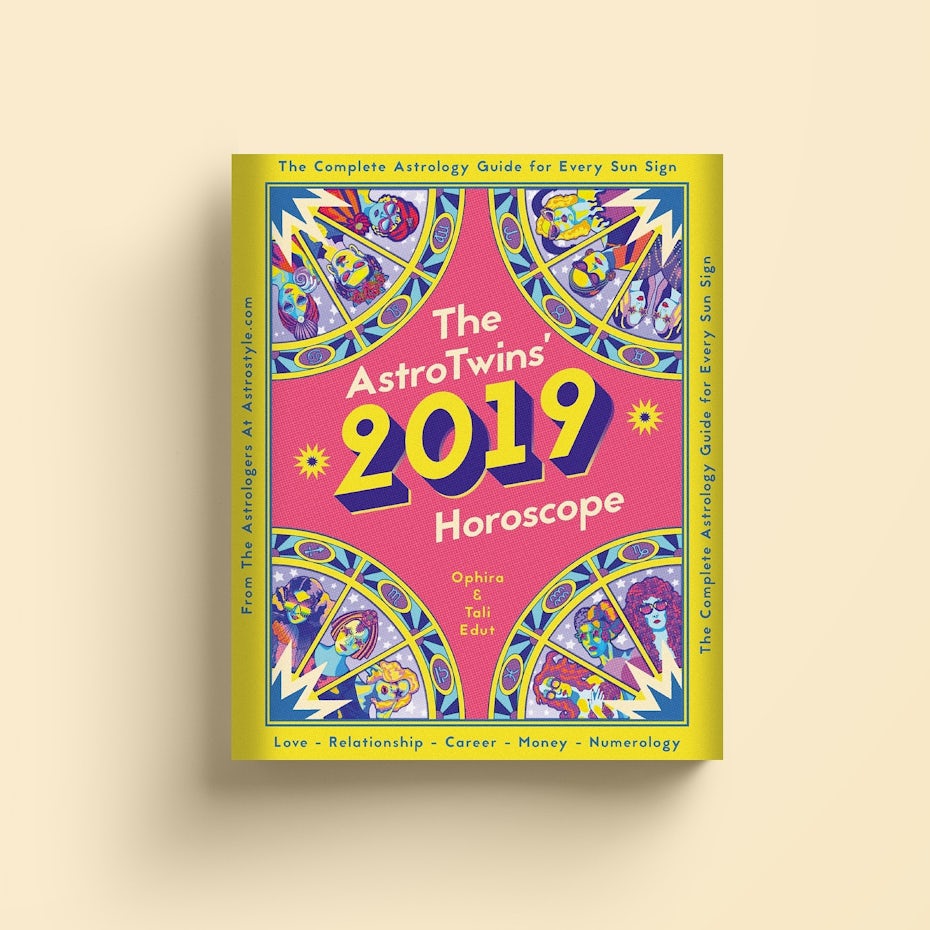 Pink and yellow zodiac symbol book cover