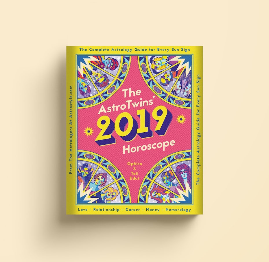 Pink and yellow zodiac symbol book cover