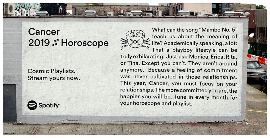 Black and white text based billboard ad