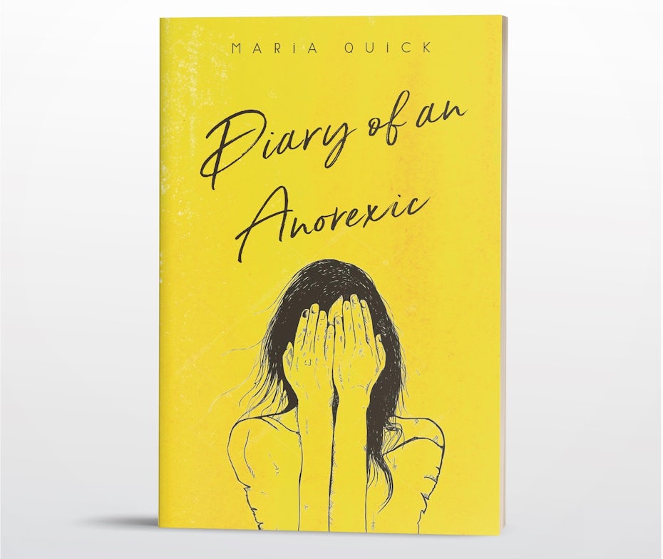 book cover trends 2020 example with handwritten pencil type and illustration of a girl hiding her face