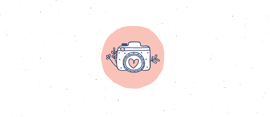 Cute pink hand-drawn camera logo