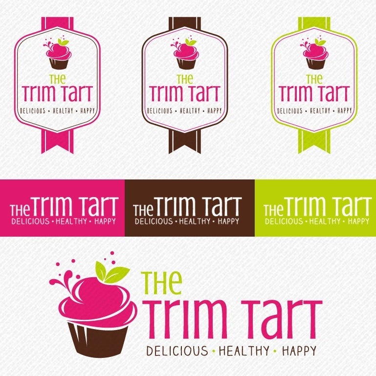Color palette, font and alternative logos for The Trim Tart