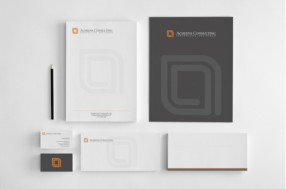 Notepads, pen and logo for Acheeva Consulting
