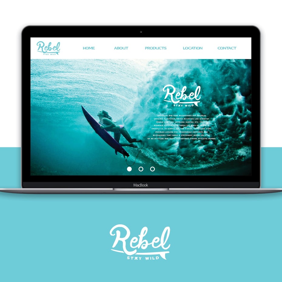 Alternate logos, font, color palette and mockups for Rebel