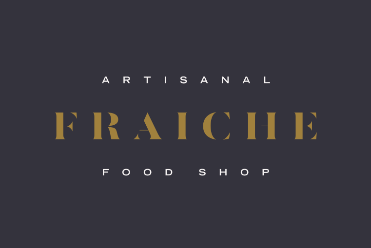 Gold, black and white logo, font and design collection for Fraiche