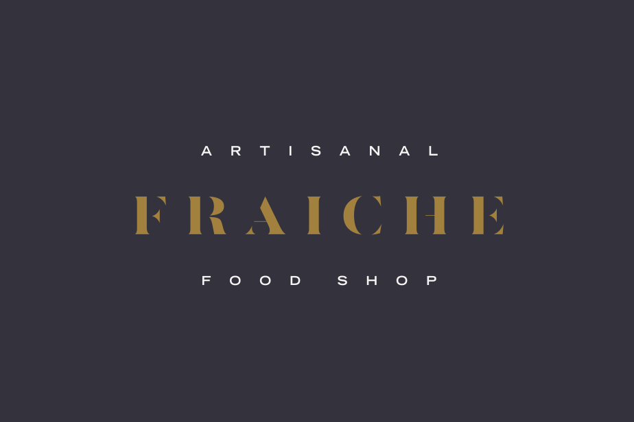 Gold, black and white logo, font and design collection for Fraiche