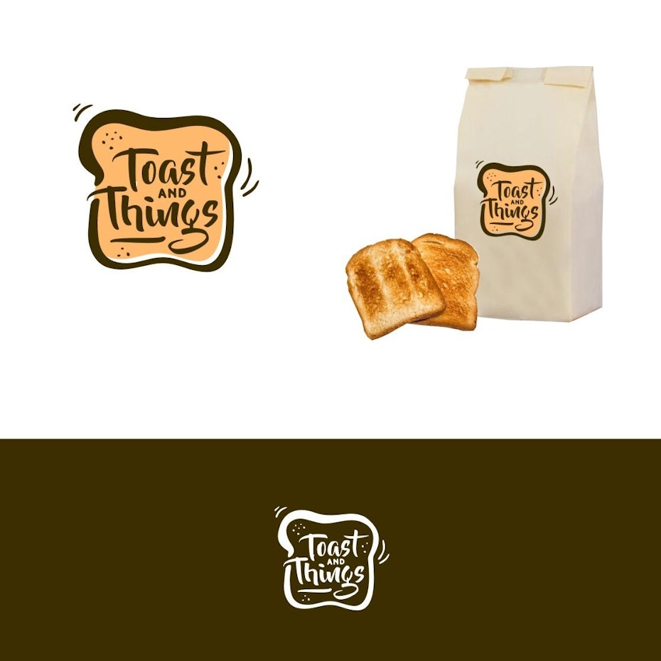 Logo, packaging mockup and color palette for Toast and Things