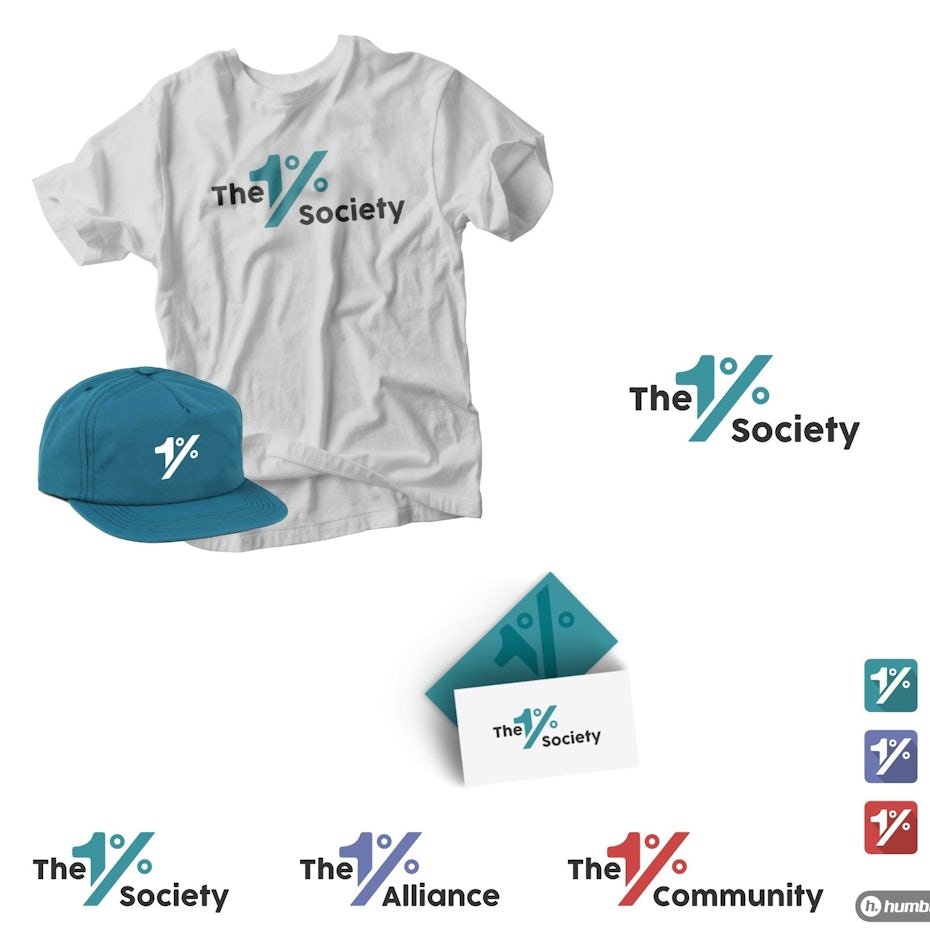 Collection of logos showing The 1% Collective’s color scheme