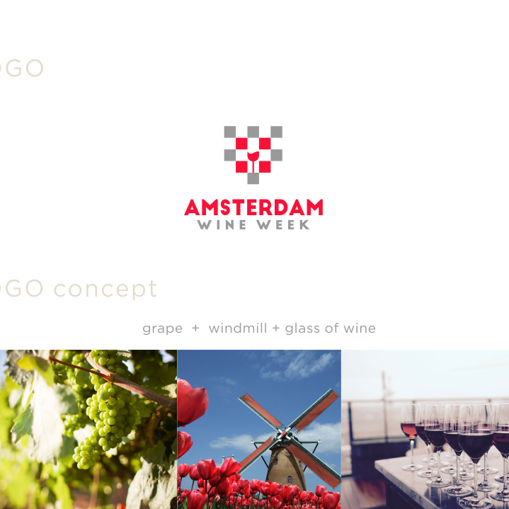 Palet warna, font dan pilihan gambar untuk Amsterdam Wine Week