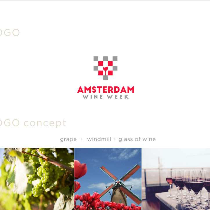 Color palettes, fonts and image choices for Amsterdam Wine Week
