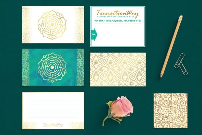 Green and gold brand identity for Transition Way