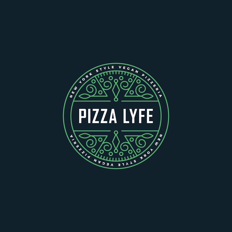 Green logo for vegan pizza parlor