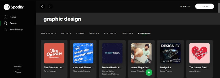 Searching Spotify for podcasts