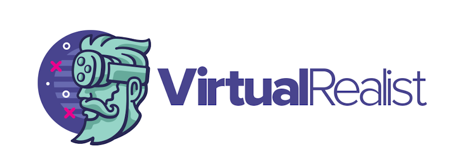 Logo design showing a cartoon man wearing a VR headset