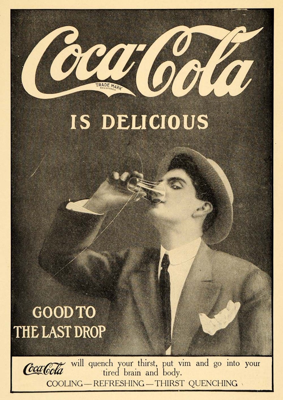 Black and white Coca-Cola ad