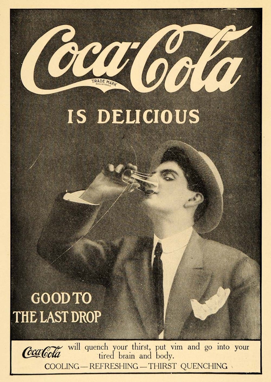 Black and white Coca-Cola ad