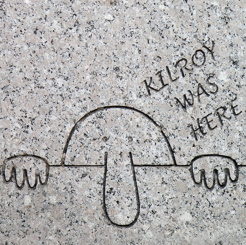 Engraving of Kilroy was here