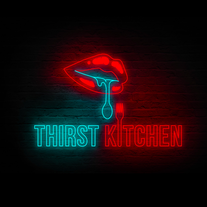 Thirst Kitchen logo im stil des cyberpunk