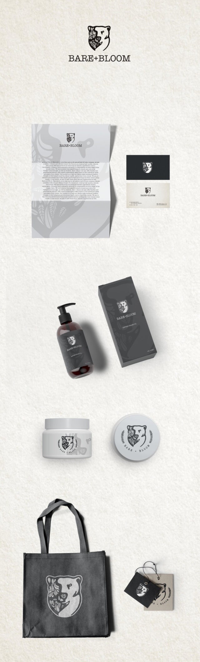 simple, cool, monochrome cosmetics branding