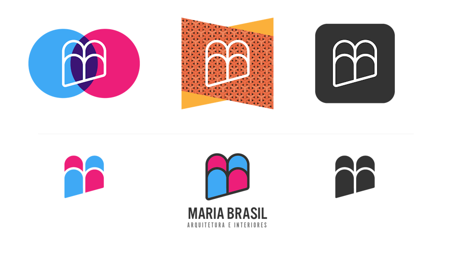 Sechs einzigartige Versionen eines geometrischen Logos