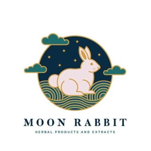 Circular logo showing a white rabbit against a blue moon background
