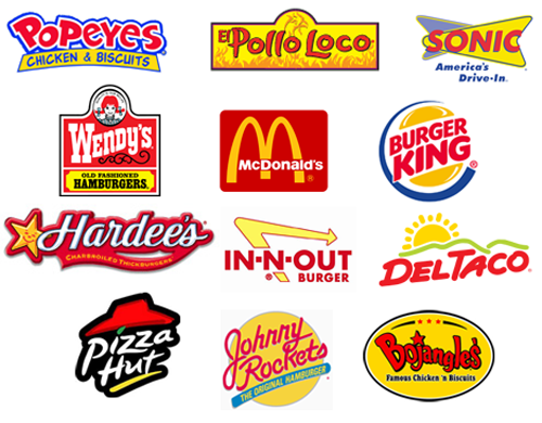 Logos de marques alimentaires rouges