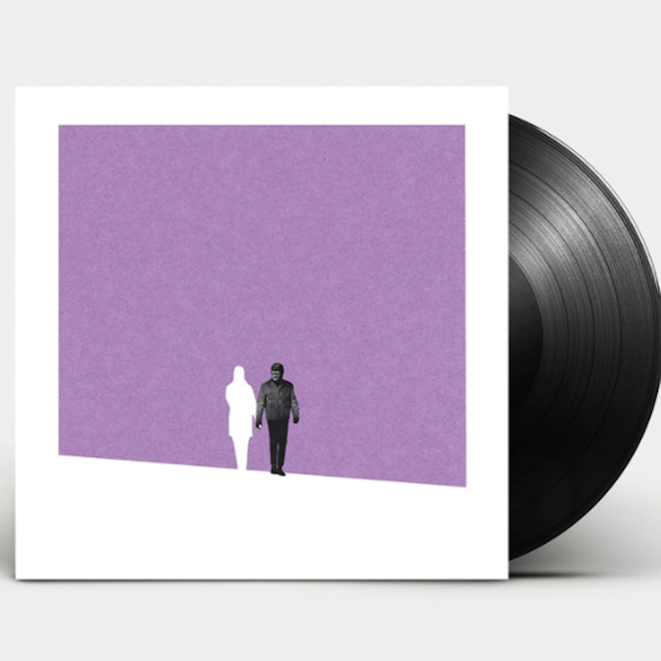 album cover showing a figure holding hands with a white shape of another figure against a purple background