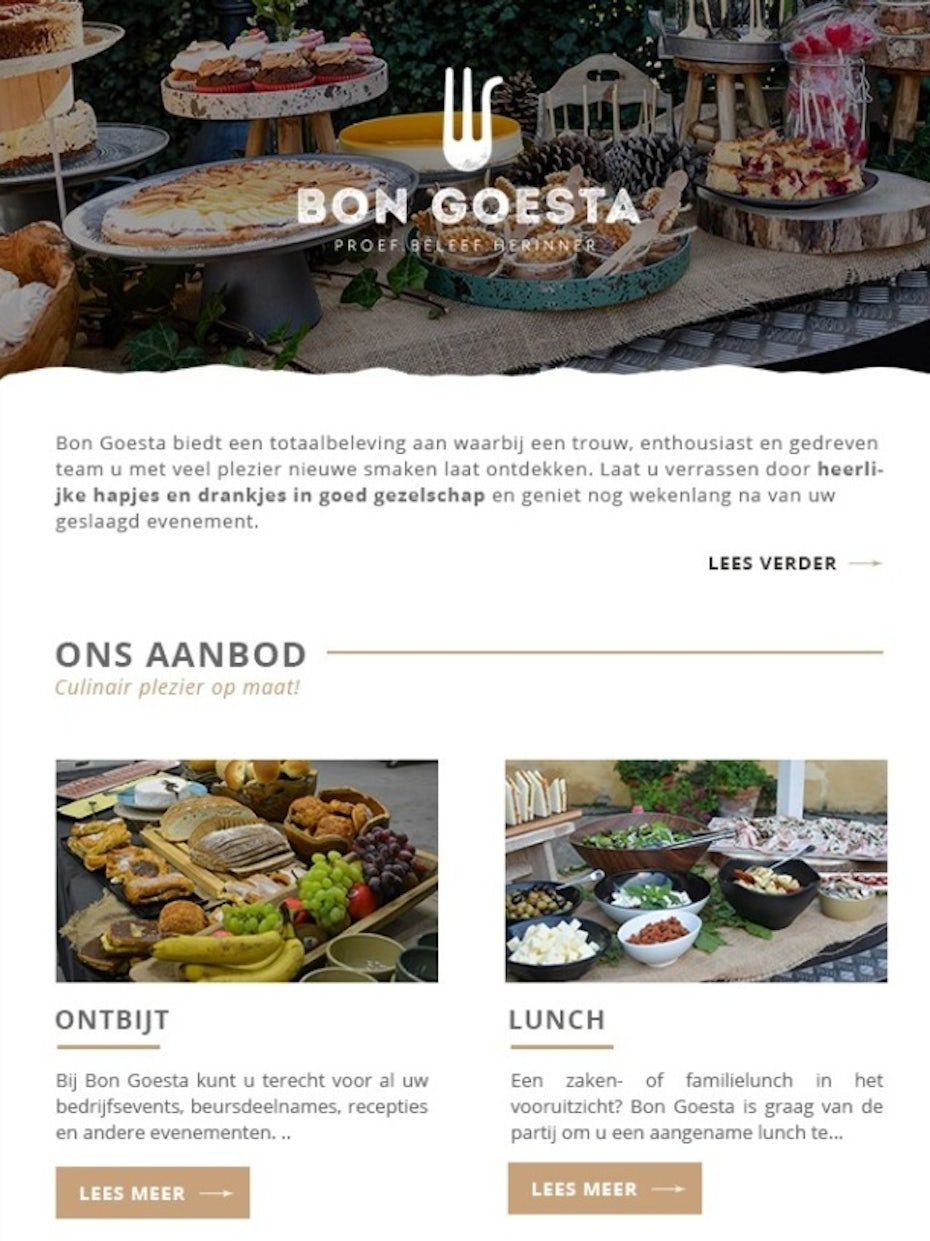 tan and white food-focused newsletter