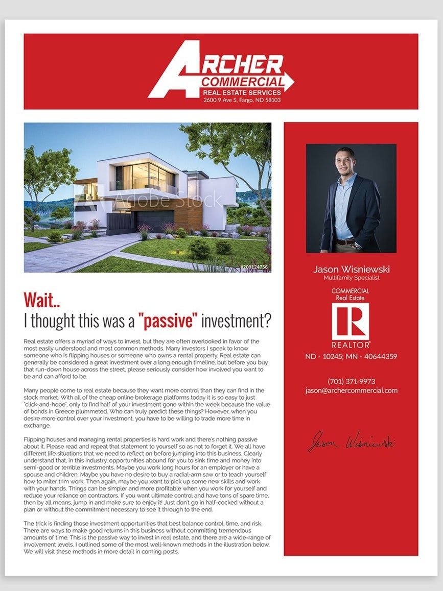 red and white real estate newsletter