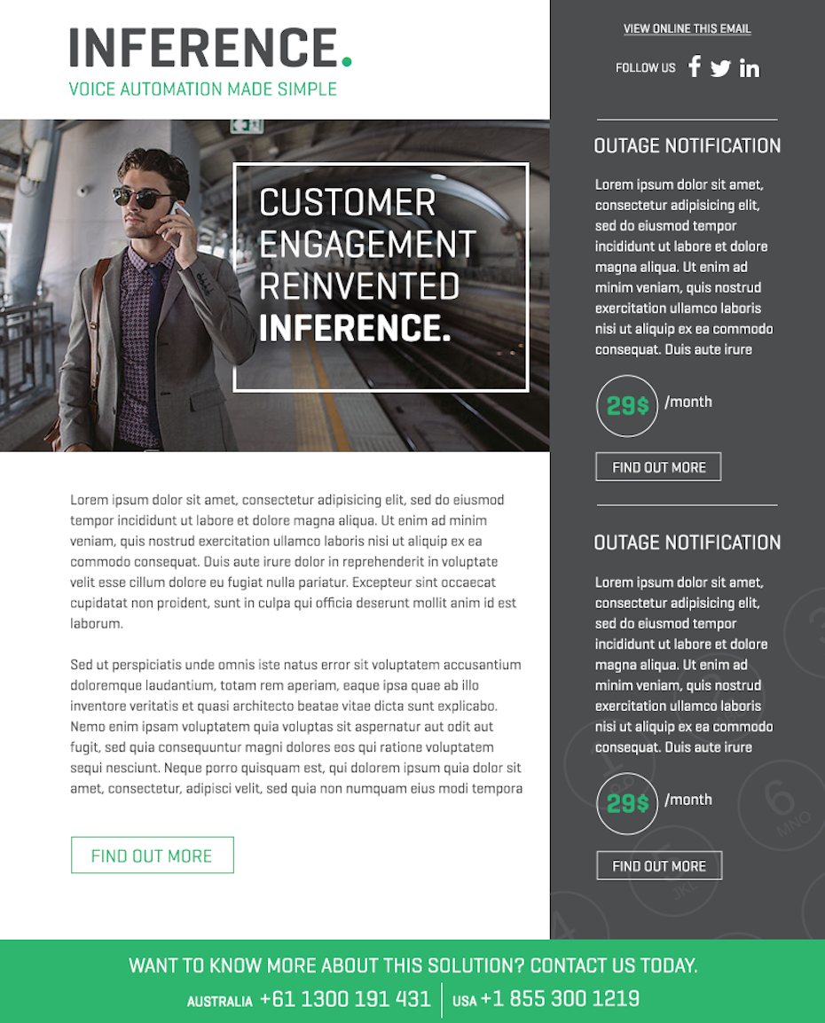 grey and green modern email newsletter design