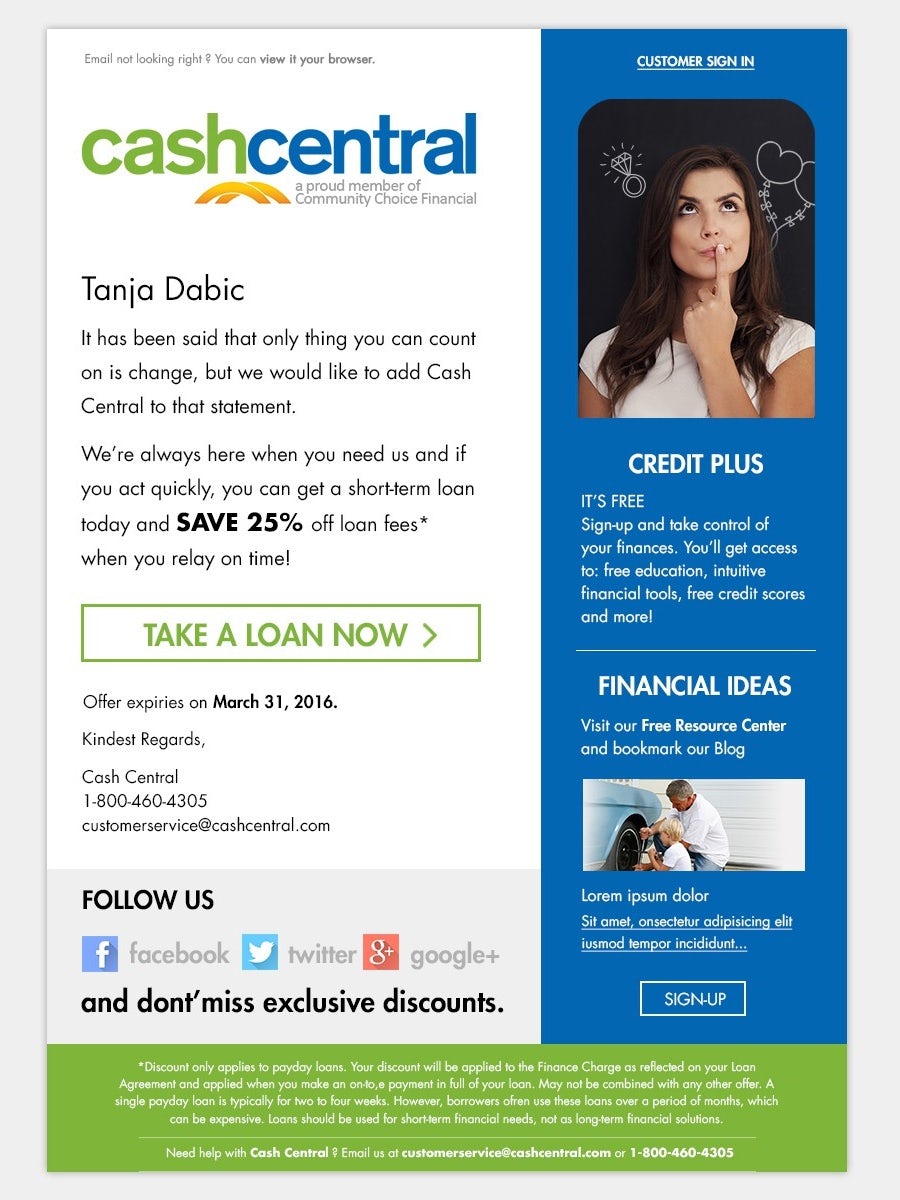 green, blue and white financial promo newsletter