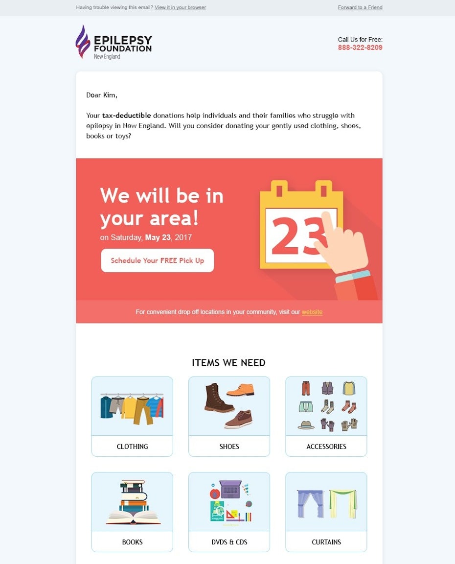 illustrated email newsletter design with calendar graphics and illustrations