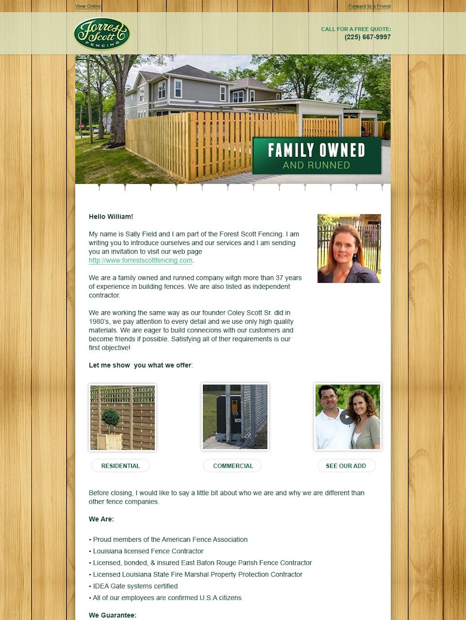 green and wood-toned fencing newsletter