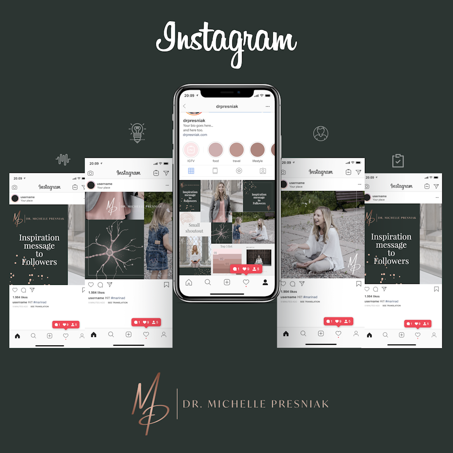 modern instagram design with muted colors