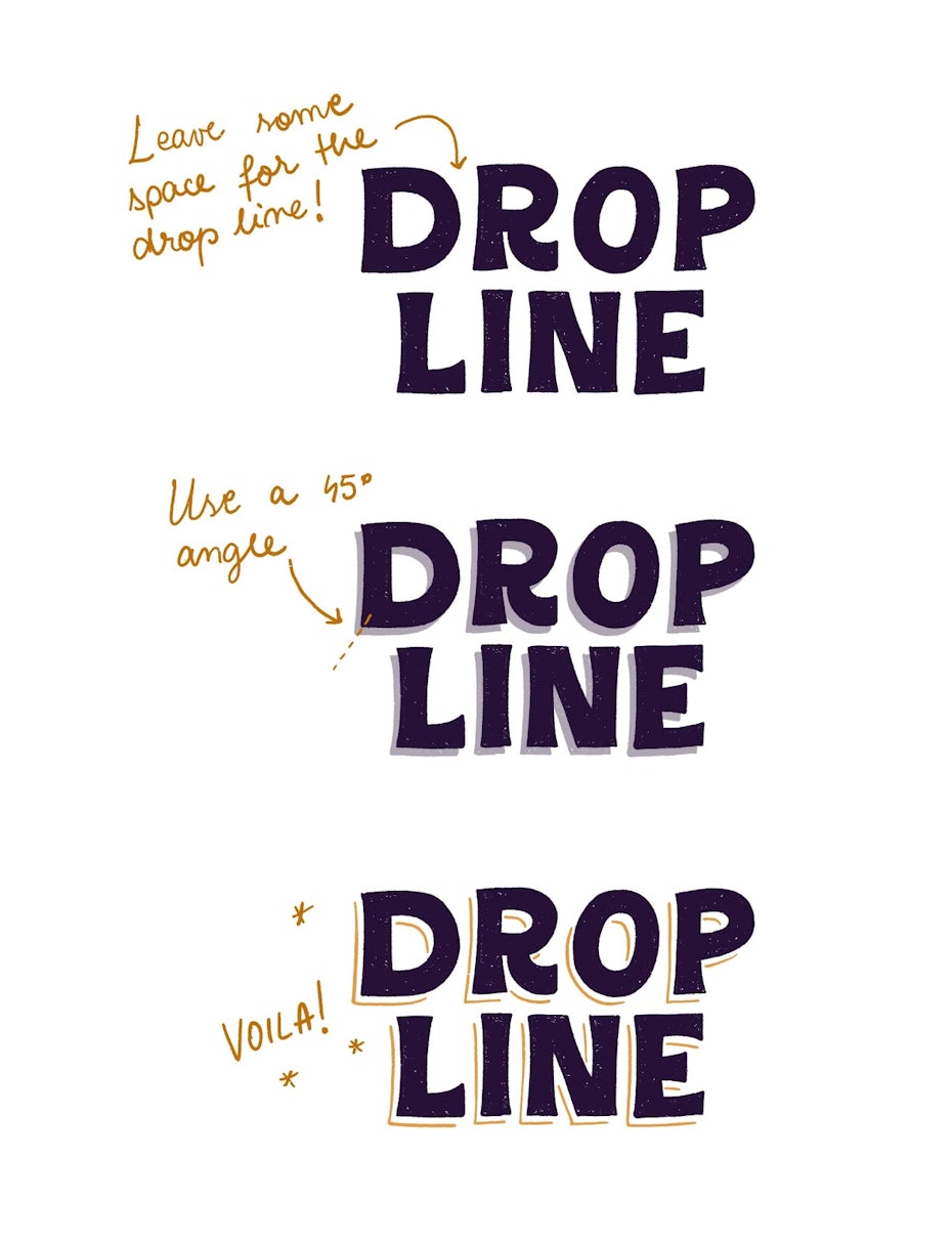 Drop line 3D lettering