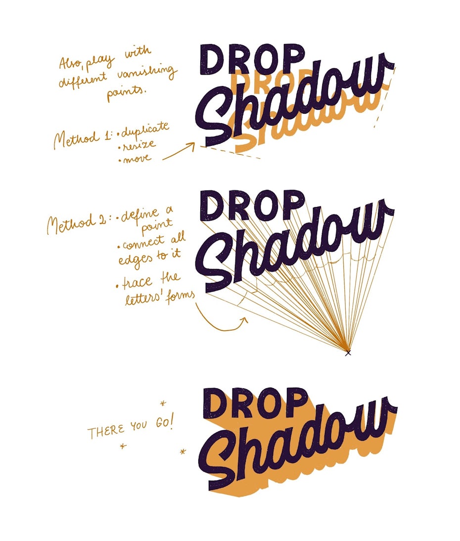 Drop shadow 3D lettering
