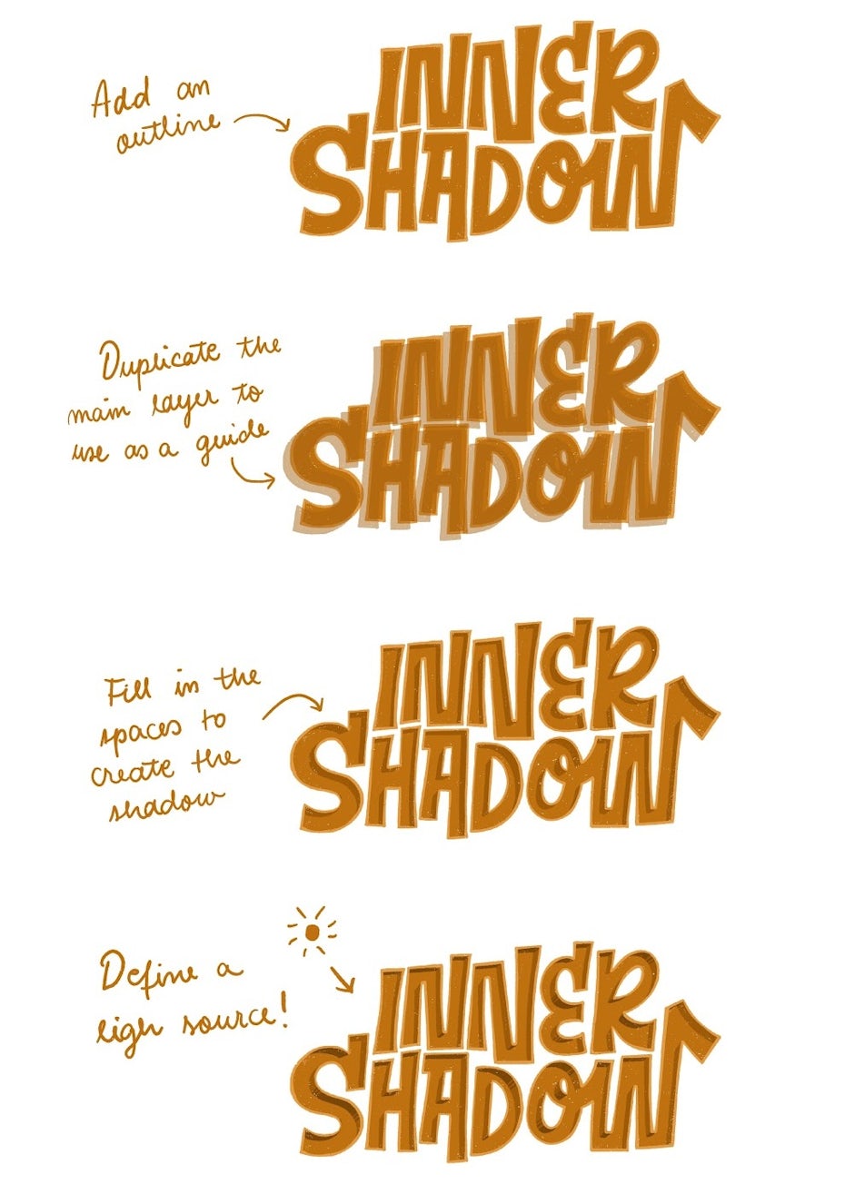 Inner shadow 3D lettering