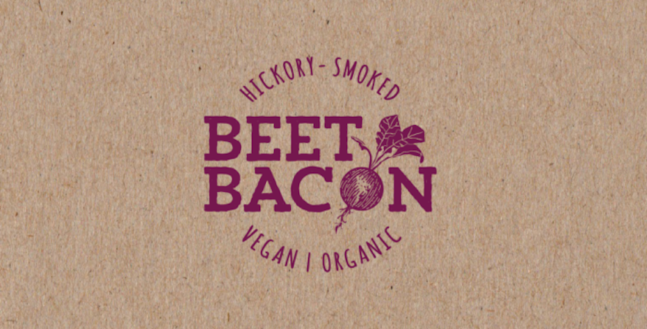 brown and purple logo for beet bacon 