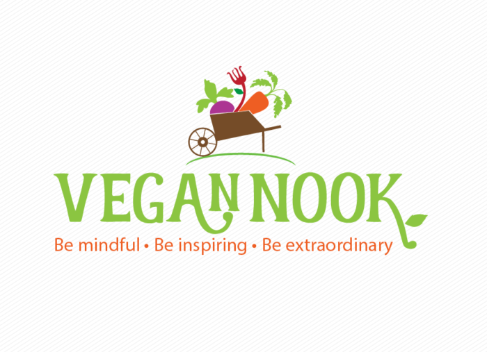 grünes und oranges vegan nook logo