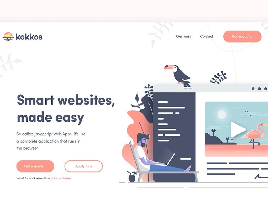 Flat, colorful illustrated web page design