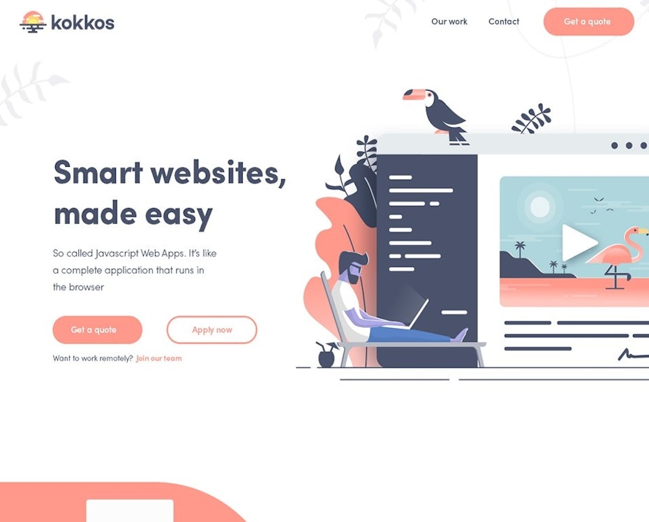 Flat, colorful illustrated web page design