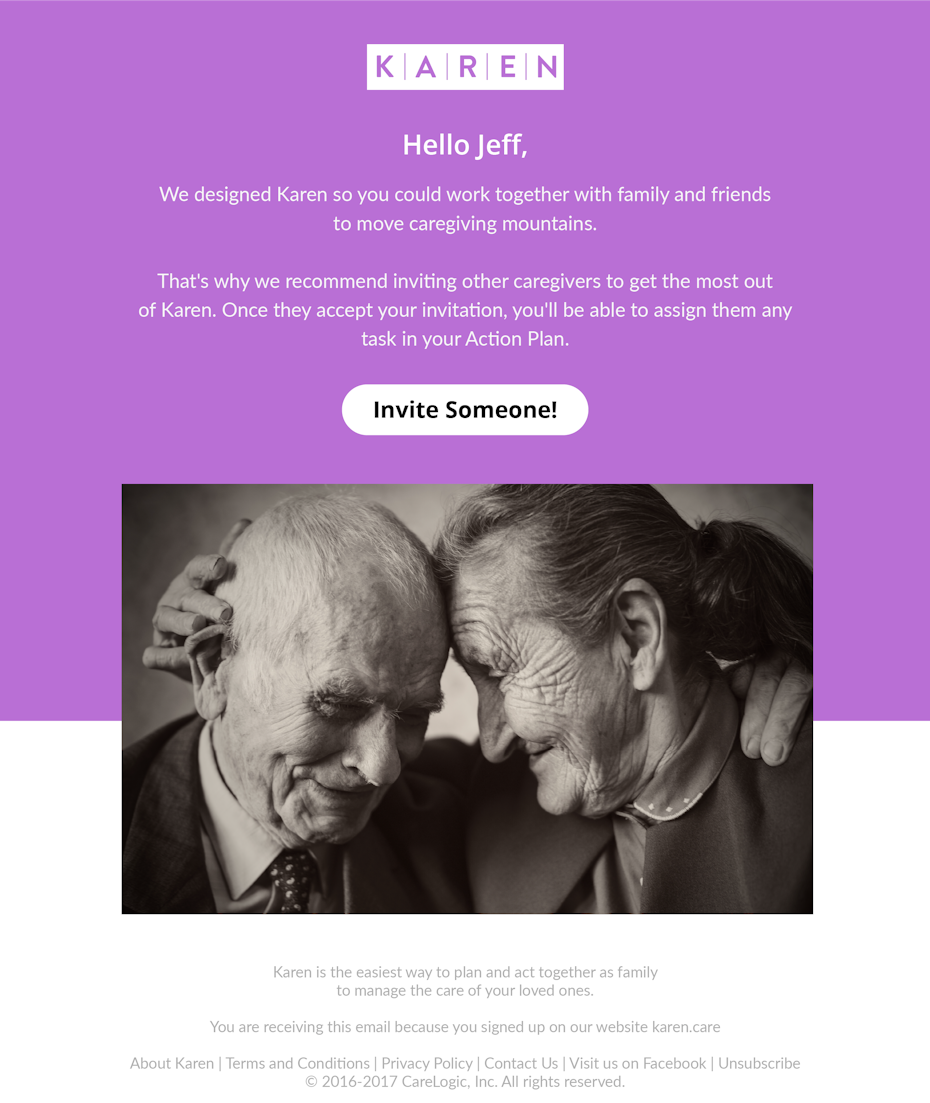 email design for caregiving company