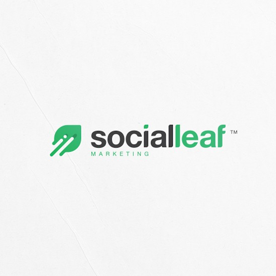 Green leaf tech-themed digital marketing logo