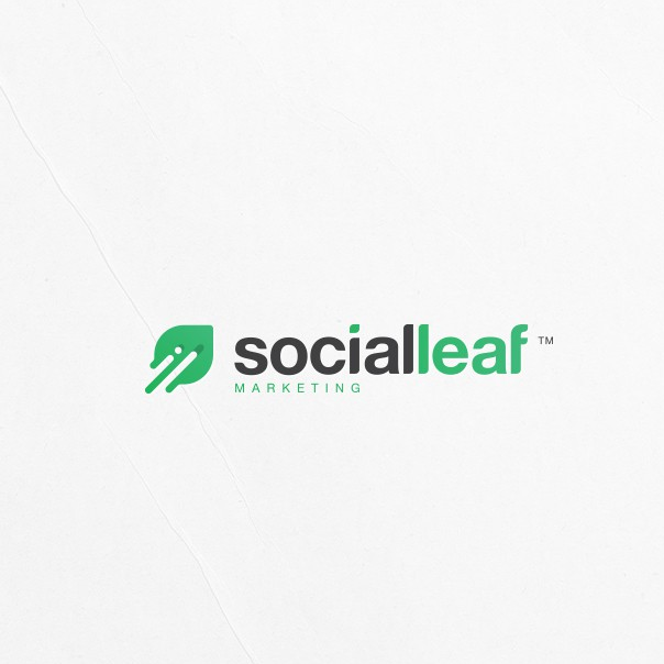 Green leaf tech-themed digital marketing logo