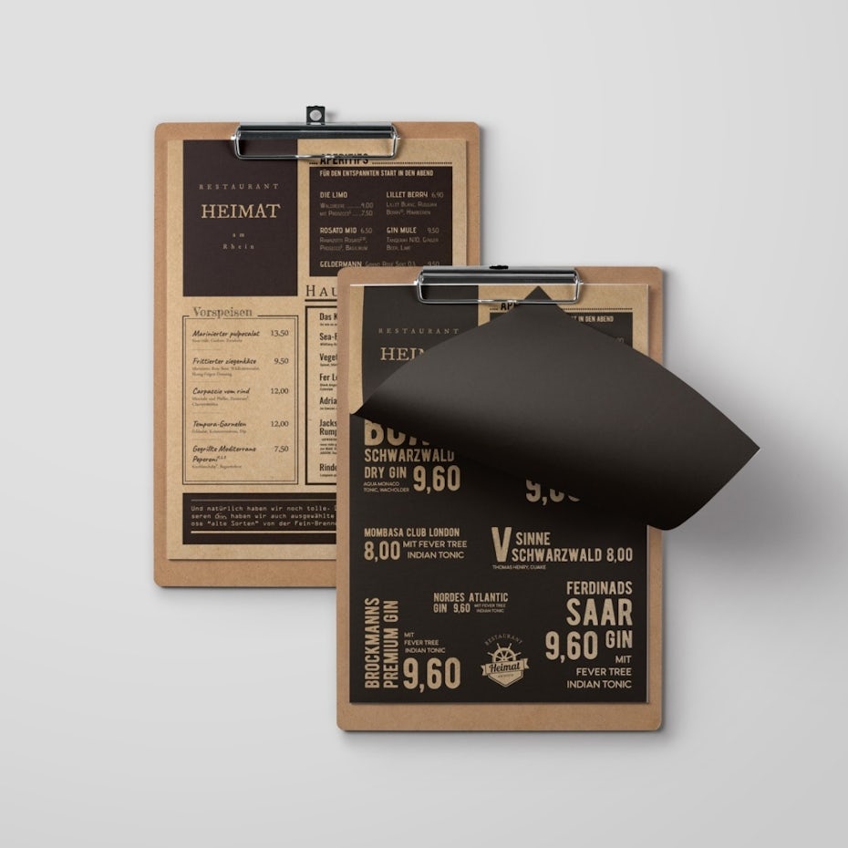 restaurant menu design